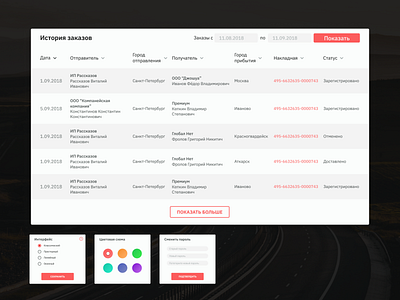 ARS Express | Tables column controls design history interface qurle red row table ui user ux white