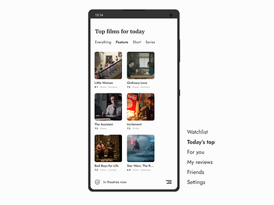 Movie App app design film imdb interface movie qurle theatre ui ux кино