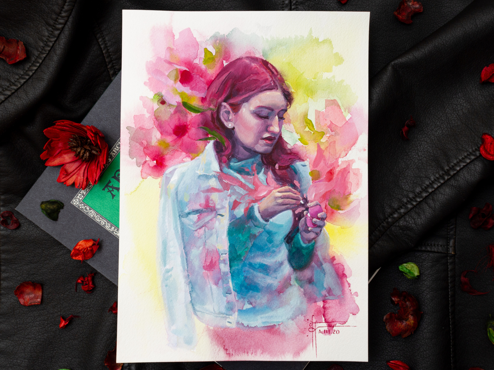 Music watercolor + white gouache painting by AnnaSalixArt