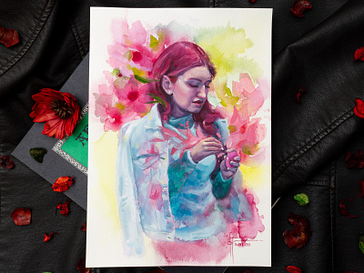 Music watercolor + white gouache painting by AnnaSalixArt