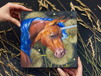 Dandelion Unicorn original oil painting animal art animal illustration animal portrait creature design creaturedesign fantasy art fantasy illustration fantasyart horse illustration illustration art miniature oil oil on canvas oil paint oil painting painting traditional art unicorn unicorns