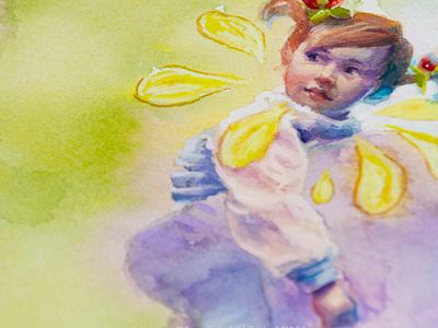 Watercolor + white gouache girl portrait painting