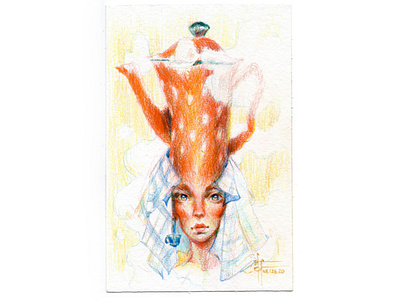 Teapot girl portrait illustration character design character illustration characterdesign colored pencils coloredpencil drawing fantasy fantasy art fantasy illustration fantasyart girl character girl illustration girl portrait illustration illustration art portrait art portrait illustration sketch traditional art traditional illustration