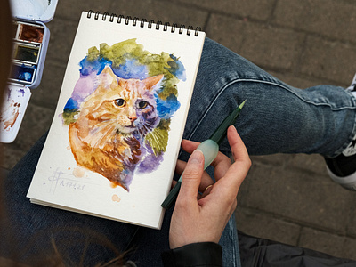 Cute cat illustration sketching