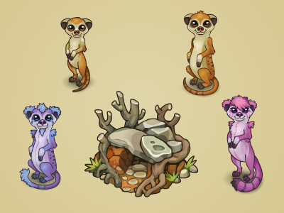 Suricata set for Oasis game animal anna ivanova concept art flash game item nikita oscolocov oasis:the last hope pykodelbi suricata анна иванова никита осколков