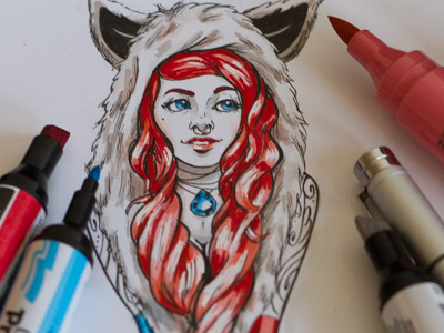 Wolf Girl for Inktober 2014 anna ivanova character design copic drawing faber castell inking inktober letraset promarker oscolcov nikita pykodelbi