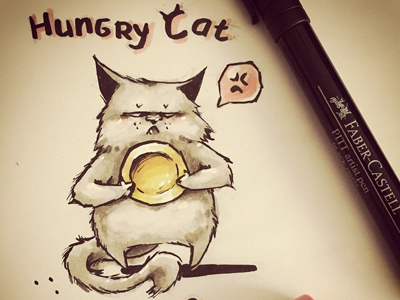 Hungry Cat - Angry Pet anna ivanova cat character concept art copic markers faber castell pitt artist pen line art nikita oscolocov pykodelbi sketch анна иванова никита осколков