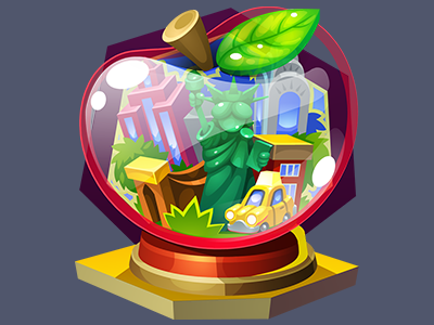 AlisaBingo game icon 25 - New York souvenir apple alisa bingo anna ivanova apple concept art game art icon isometric item new york nikita oscolcov pykodelbi souvenir‬