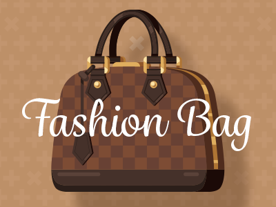 Fashion woman bag flat vector // For Sale bag brown clipart fashion flat game art icon item object vector woman