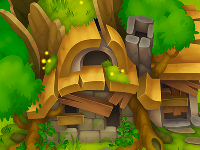 Ruined character house for old forest location building forest gameart gamedev house indiedev item vector village