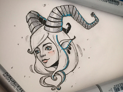 Satyr girl character // Inctober 2016 characterdesign copic creature fantasy girl illustration inking inktober2016 mythological satyr