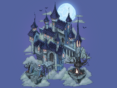 Dark castle sketch background castle concept art dark castle fantasy game art illustration landscape moon mysterious sketch twilight