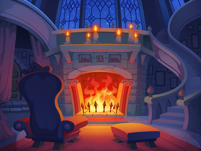 Dark Castle indoor environment background cartoon castle concept art dark castle environment fantasy game art game dev illustration mysterious twilight