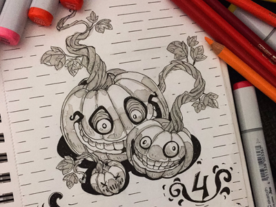 Quick Inktober 2016 sketch art cartoon copic day4 drawing helloween ink inktober inktober2016 pumpkin sketch
