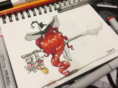 Inktober 2016 / Day 5 art cartoon characterdesign copic day5 drawing helloween ink inktober inktober2016 sketch witch