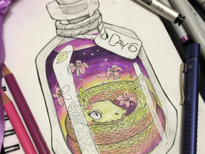 Quick Love potion sketch / Inktober 2016 / Day 6 art cartoon characterdesign copic day6 drawing ink inktober inktober2016 potion sketch snake