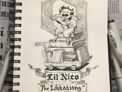 Lil' Nico art calligraphy character characterdesign concept drawing illustration inking inktober2016 librarians satyr