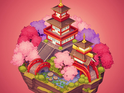Match three game Japan bg adobe bg cartoon cherry gameart gamedev japan pagoda sakura socialgames