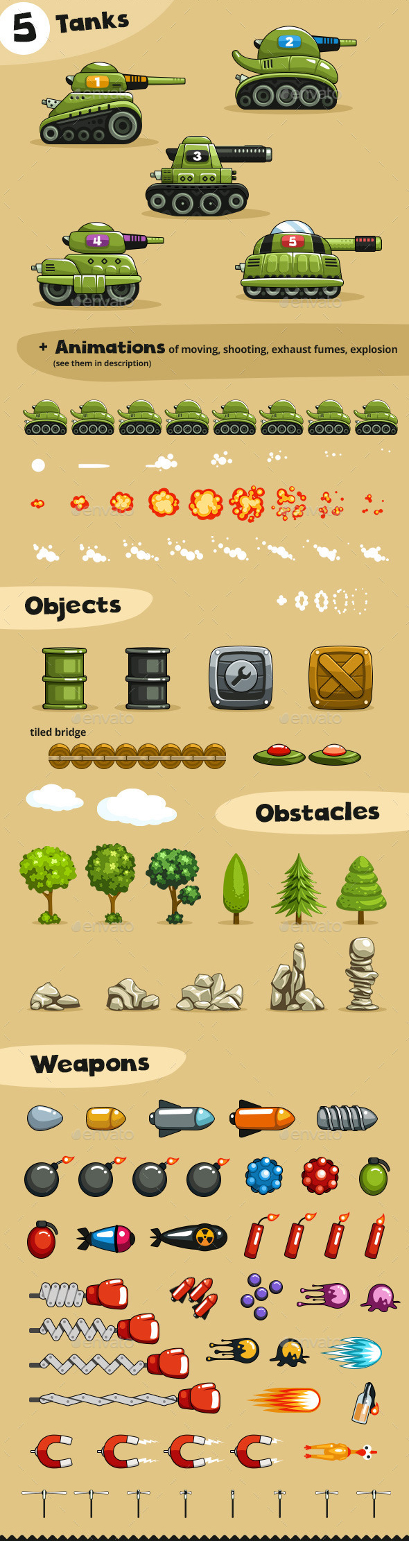 Game Assets For Tank Wars By Graphic Assets On Dribbble