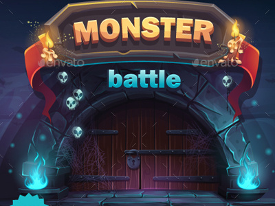 Monster Battle GUI app application cartoon design game glossy graphic gui icon illustration interface vector