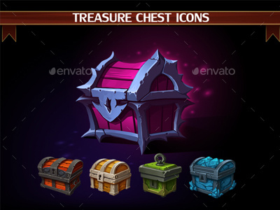 Treasure Chest Icons chest craft dota game assets game icons icons inventory mmorpg mobile revord rpg treasure