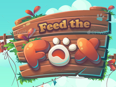 Feed the Fox GUI cartoon fox fox game game game assets game gui graphic gui icon illustration interface user interfaces