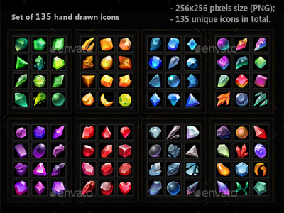 Gems Icons alchemy crystal fantasy game game assets game resources gem inventory items magic orb rpg