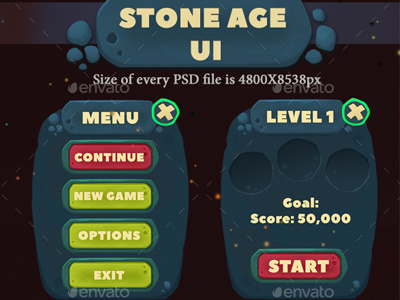 Stone Age UI game icon interface ios level mission mobile play settings shop stone ui