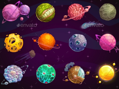 Fantasy Colorful Planets Set by Graphic Assets on Dribbble