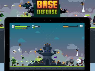 Base Defense 2d actions base defense complete game kit flat design game fortress defense game assets graphic assets shoot game side scroll td td tower defense