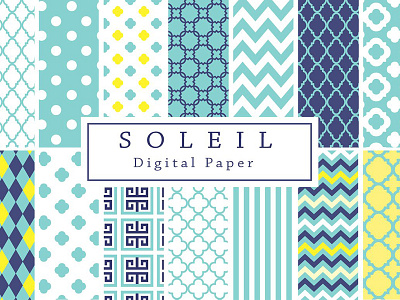 Blue and Yellow Soleil Backgrounds backgrounds backgrounds pack blue digital paper navy blue paper patterns patterns pack scrapbook sea soleil backgrounds turquoise