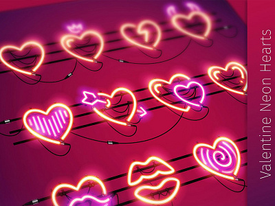 Valentine Neon Hearts decoration hearts icons illustration neon romantic valentine valentine icons valentine neon hearts valentines hearts valentines icons vector