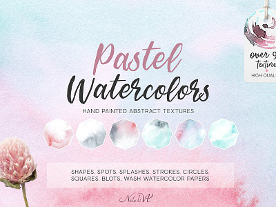 Watercolor Textures. Pastel abstract design kit hand painted modern pastel pastel watercolor textures shapes splashes strokes texture watercolor watercolor textures