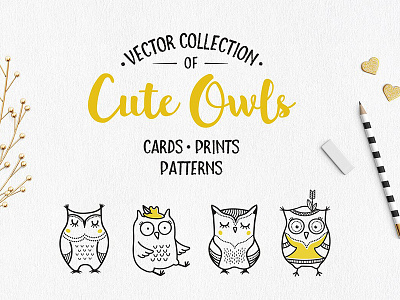 Cute Owls Clipart - FREE Download cards cute owl cute owls clipart drawing greeting card hand drawn illustration owl card owl graphic patterns postcard seamless pattern