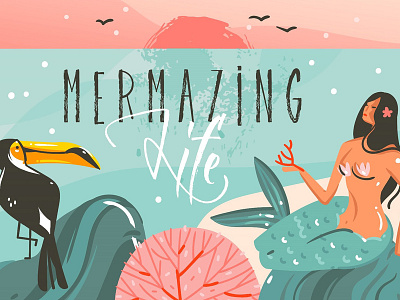 Mermazing Life beach boho exotic fish illustrations mermaid mermazing life paradise summer summer time tropical vector