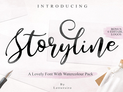 Storyline Font & Watercolour Pack by Graphic Assets on Dribbble