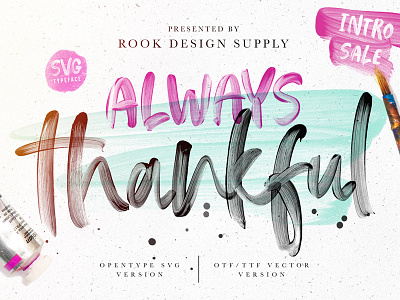 Always Thankful - SVG Font Duo beautiful color font font font duo hand lettered lovely opentype opentype svg pretty summer svg svg font duo