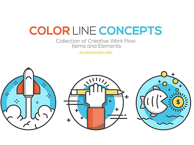 Flat Color Line Design Concepts business color color line concepts color line design concepts development flat icon illustration line vector website