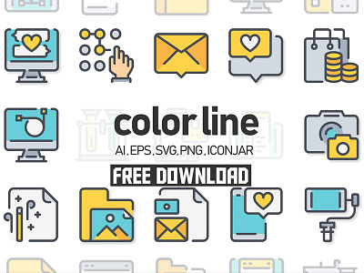 260 Color Line Icon x2 - FREE DOWNLOAD color line icon concept creative digital finance free download icons line marketing set shopping vector