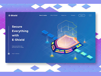 Eshield - Banner & Landing Page banner concept e shield icon illustration landing landing page security shield web app web development website