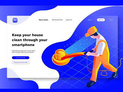 Cleaning & Sanitation-Banner&Landing banner clean cleaning concept development illustration landing landing page sanitation servicies web app website
