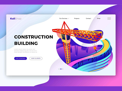 Construction Building-Banner&Landing architecture banner building concept construction construction building development icon illustration isometric land landing page process vector web app website