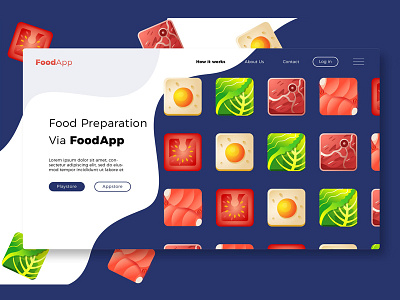 Foodapp - Banner & Landing Page banner chef concept cook development food food app icon illustration kithcen landing modern page process vector web app website