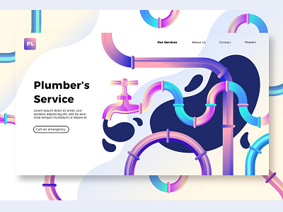 Plumber Services - Banner & Landing banner concept development icon illustration landing landing page modern page plumber plumber services process serivce vector water pipe web app website