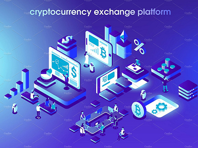 Cryptocurrency illustration banner bitcoin business concept cryptocurrency cryptocurrency illustration currency design development icon internet isometric landing landing page money technology vector vector background web app website