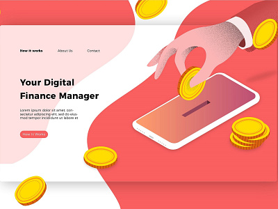 Digital Finance Mgr-Banner & Landing banner business concept development digital digital finance finance icon illustration landing manager process professional vector web app website