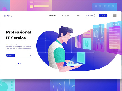 IT Services - Banner & Landing Page banner concept development graphic assets icon icons illustration it it services landing modern process professional services technology vector web app website