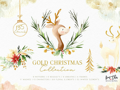 Gold Christmas Collection background background pattern christmas christmas collection christmas pattern christmas trees christmas watercolor christmas wreath cliparts gold gold christmas gold christmas collection gold leaves holiday design illustration pattern snowflakes texture watercolor animals winter collection