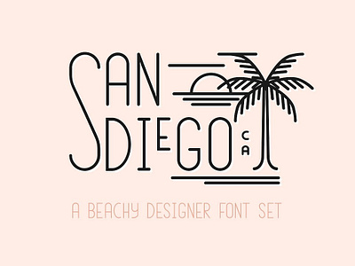 San Diego | Beach Font Set beach font beach font set beachy branding designer font diy logo font font design font set invitations lettering logo font logotype modern san diego summer summer font typography wedding wedding font