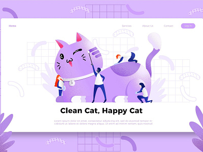 Cat - Banner & Landing Page animal banner cate clean concept development graphic assets icons illustration landing page process professional vector web app website